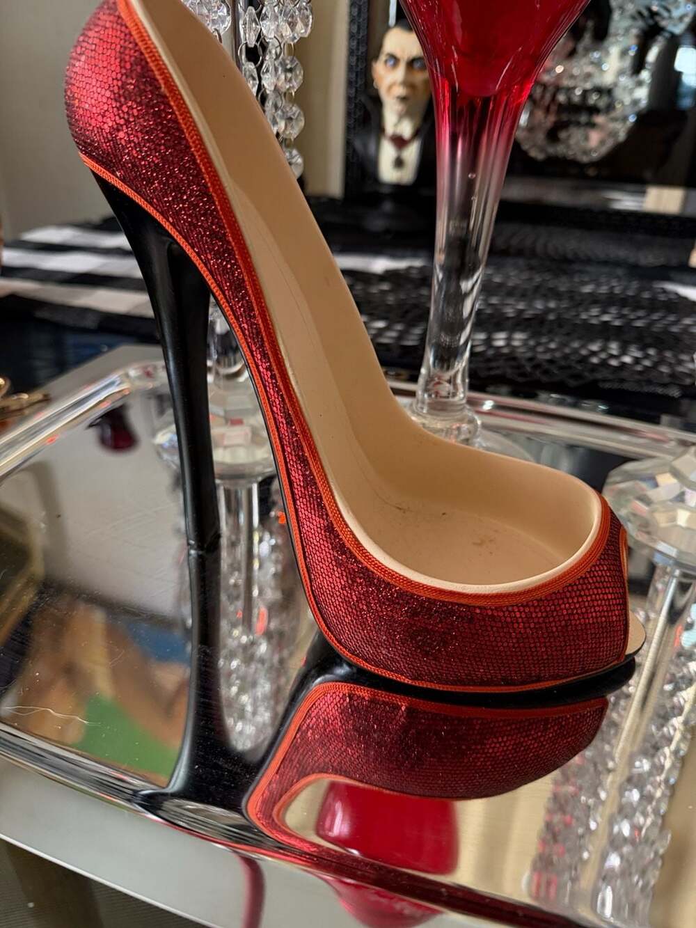 Wild Eye Designs Red Glitter Stiletto High Heel Wine Bottle Holder